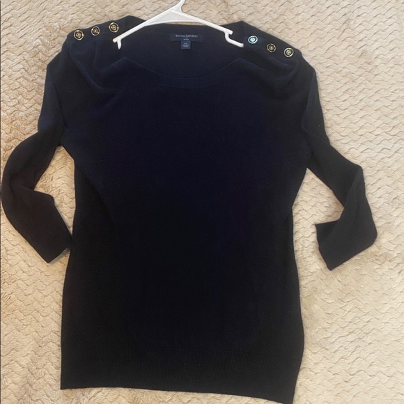 ♥️Banana Republic Black Sweater with Button Accents - Picture 3 of 9